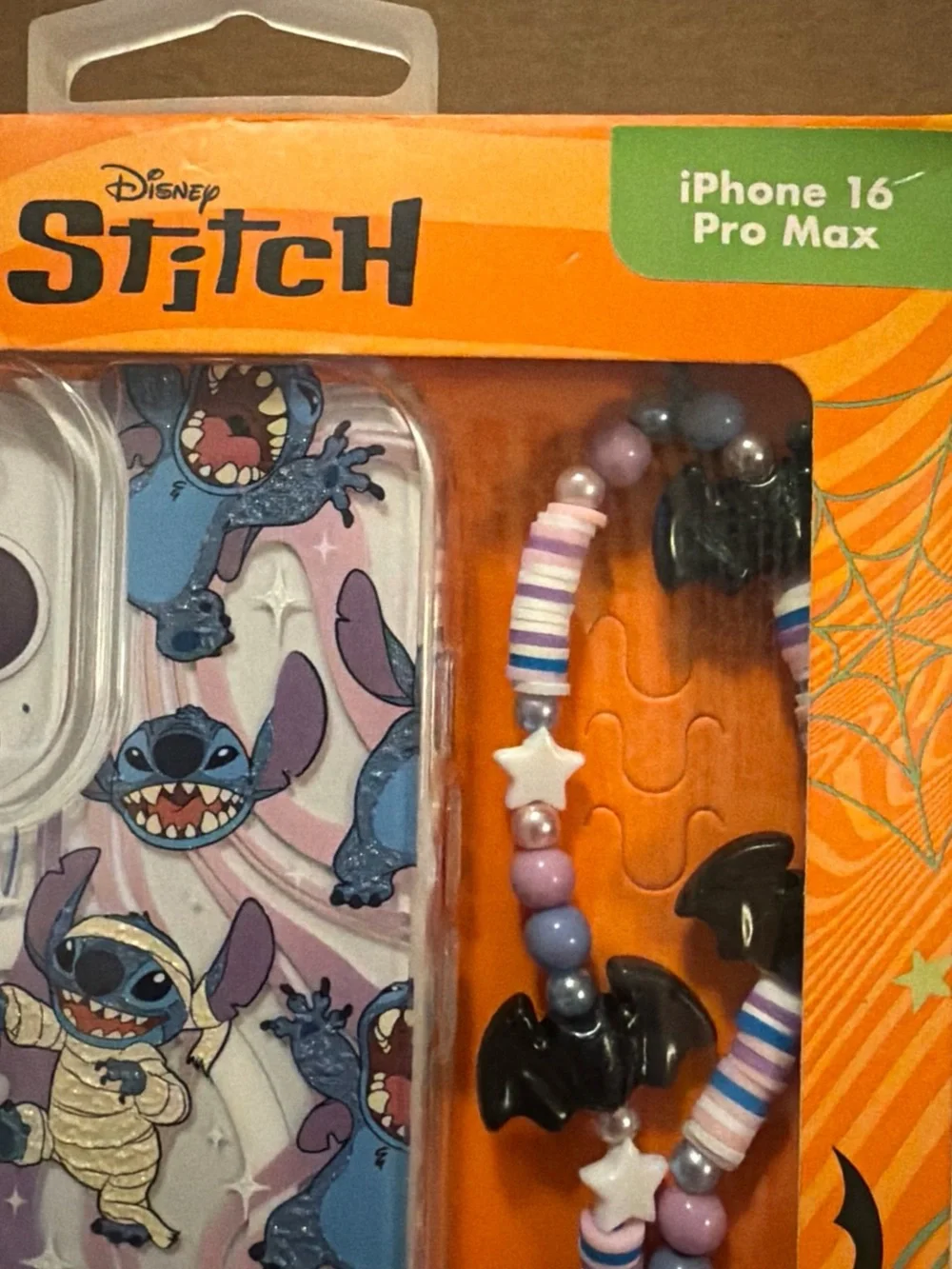 Disney Stitch Halloween iPhone Case with Purple and Blue Beaded Strap